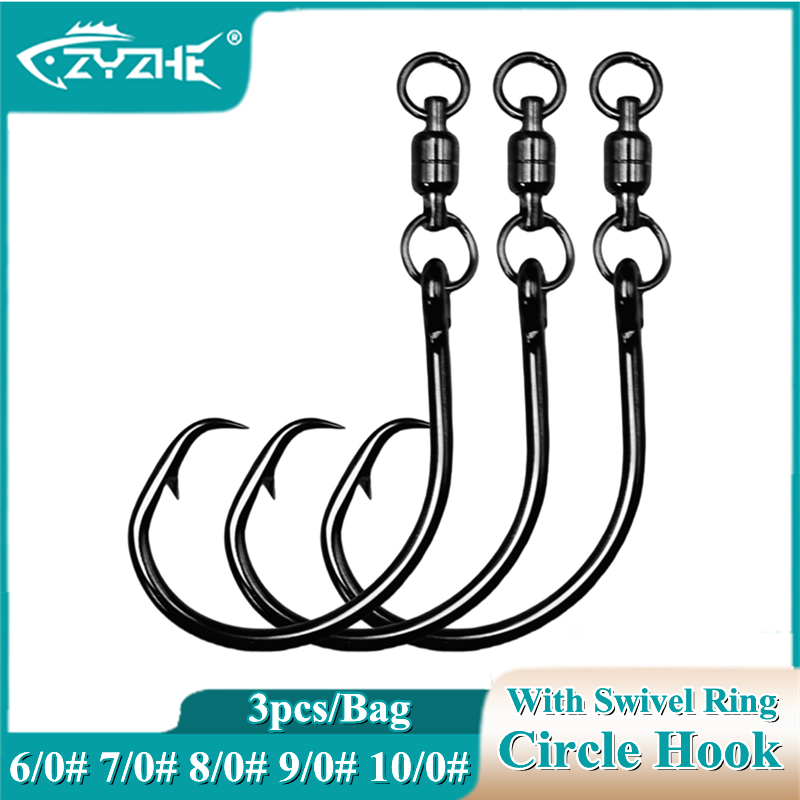 Fishing Hook Barbless - ZYZHE 3/6/9pcs Circle Hooks With Swivel
