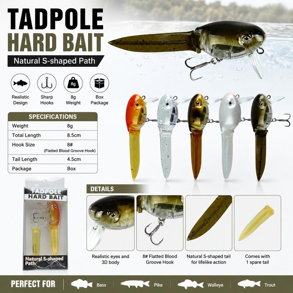 1pcs Tadpole Hard Bait Fishing - đánh giá và giá Fishing Hook Treble